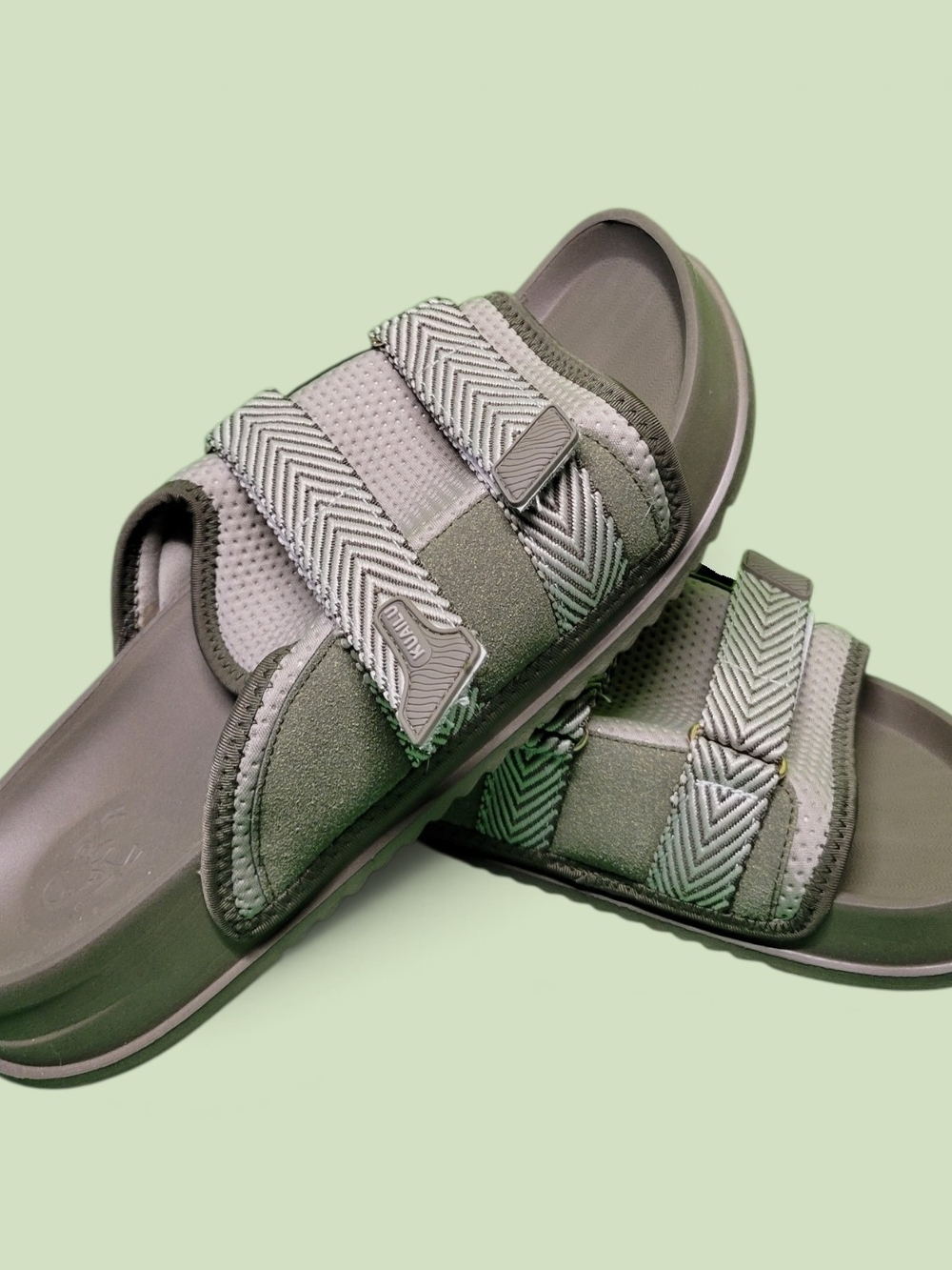 Men's Slide Sandals in Olive Green 11 Wide